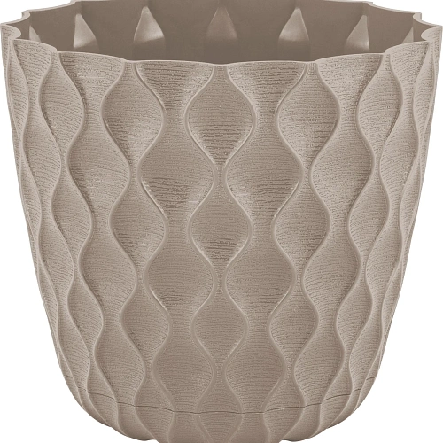 Горшок для цветов пластиковый 2,5л d-17,5см "Wave" с дренажной сеткой и съемным поддоном, французский платан