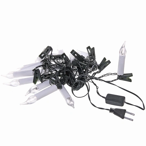 Гирлянда для дома Свечи 4 м 20 ламп LED зелёный пров Теплый белый_5