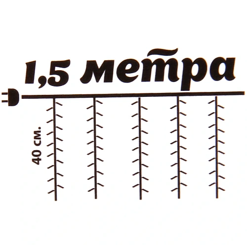 Гирлянда для дома БАХРОМА Мерцание ш1,5м в40 см 48 ламп LED, прозрачн провод, авторежим, IP-20, Теплый белый (белое мерцание)_5