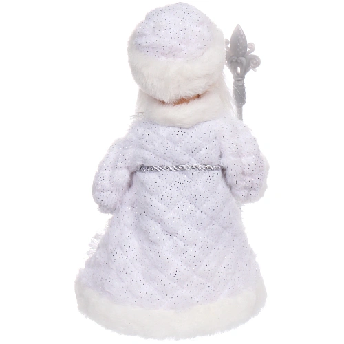 Дед Мороз музыкальный Серебристый снег 30 см (серебряная шубка)_5