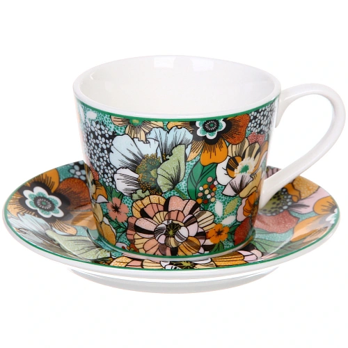 Кофейный набор 4 предмета Цветочная радуга (2 кружи 120мл+2 блюдца) _3