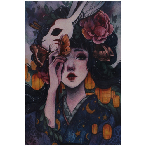 Алмазная мозаика на подрамнике с полным заполнением "МИР ЯРКИХ КРАСОК", Ёко с маской, 20*30 см