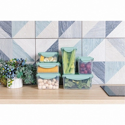 Контейнер для продуктов 0,9л прямоугольный SMART LOCK зеленый_2