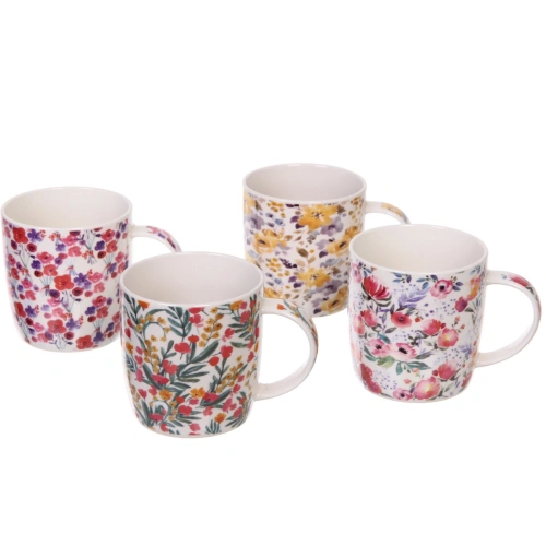 Кружка керамическая 370мл "Цветочная мелодия", микс рисунков