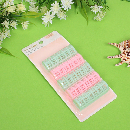 Бигуди пластмассовые с зажимом 5шт Beauty Room, цвет розовый и мятный, 72,5см_3