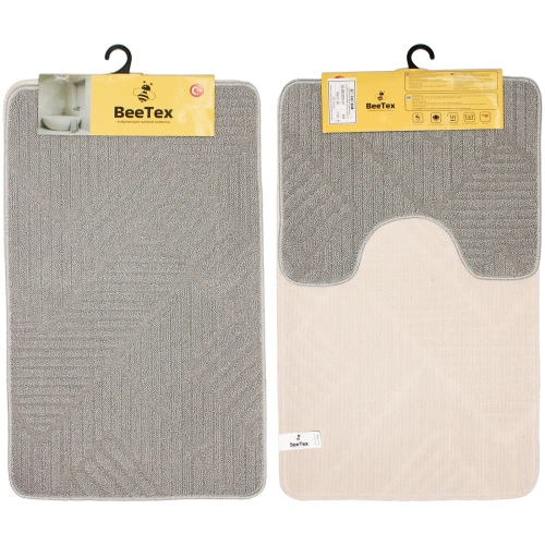 Комплект ковриков для ванной и туалета BEE TEX 55x90 + 45x55 серый МС 3-001