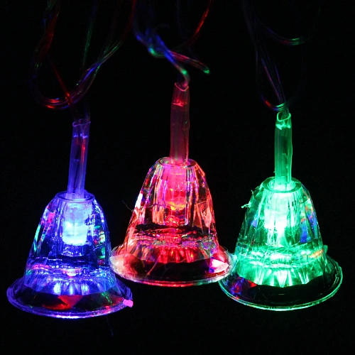 Гирлянда для дома 4,0 м 20 ламп LED с насадками КОЛОКОЛЬЧИК, прозрач.пров., авторежим.,IP-20 RG/RB (возможность соединения)