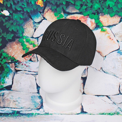 Бейсболка унисекс Russia, хлопок, цвет черный, р58_3