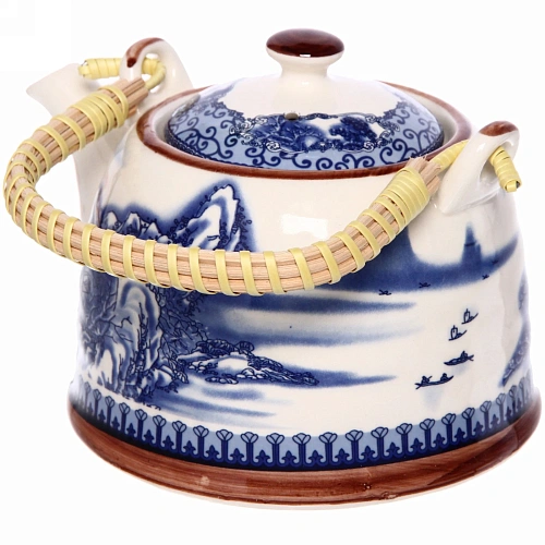 Чайник заварочный керамический 700мл с ситом Зимний пейзаж_5