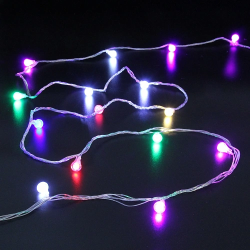 Гирлянда для дома НИТЬ Сияющая капля 10 м 60 ламп LED, прозрпров, 8 реж,IP-20, Мультицвет (возможность соединения)_6