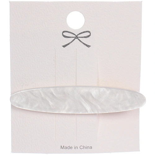 Зажим для волос "ЛАВИТА", удлиненный овал, цвет белый, 6.5*1.3см (белый блистер)