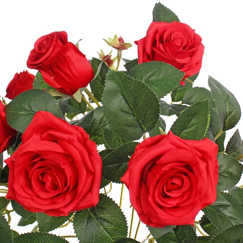 Искусственные цветы Розовая фантазия 48см 13 цветков красные_5