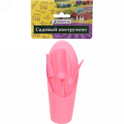 Набор садовых инструментов Алоэ для пересадки саженцев,суккулентов 4 предмета, цвет розовый_5