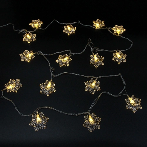 Гирлянда для дома 4,0 м 20 ламп LED с насадками СНЕЖИНКА РЕЗНАЯ, прозрачпров, 1 реж,IP-20 Теплый белый (возможность соединения)_4