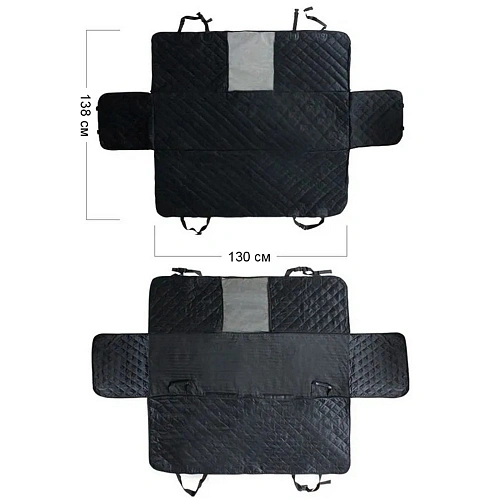 Автогамак для перевозки животных Место Бро, цвет черный, влагозащ ткань, ремень для крепл к ошейнику, 133140см_3