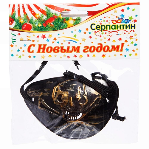 Повязка на глаз Пират серебряный череп_4