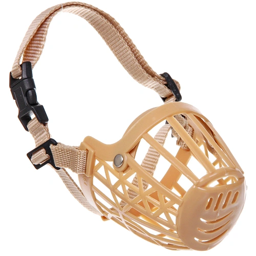 Намордник гуманный из гибкого пластика Мой Бро, цвет светло - бежевый, №4 (лейбл)_3