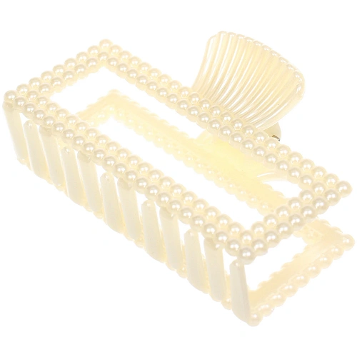 Заколка-краб для волос Мон Пион, прямоугольник, цвет белый, 9,5см (Блистер)_3