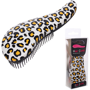 Расческа массажная компактная "Perfection", принт леопард, цвет белый, 18.5*8см (коробка PVC)