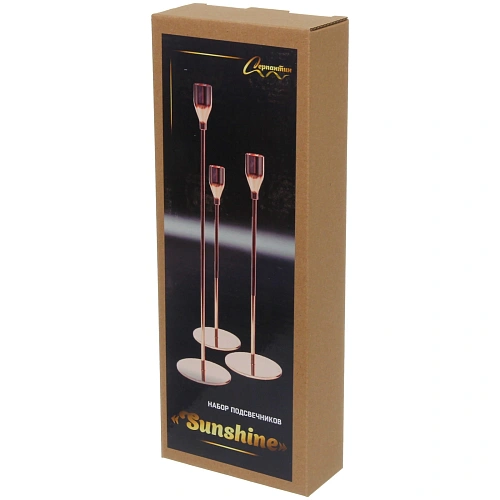 Подсвечники SUNSHINE 22 2732 см (набор 3 шт), Розовое золото_4