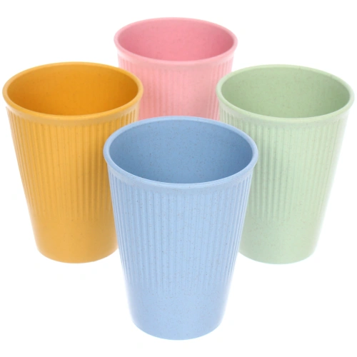 Стакан пластиковый 400мл "ЭкоЛайф" в наборе 4шт, микс цветов