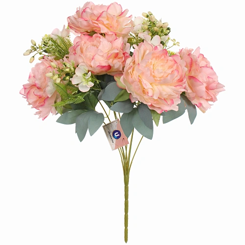 Искусственные цветы Пионовое наслаждение 46см 5 цветков розовые_4