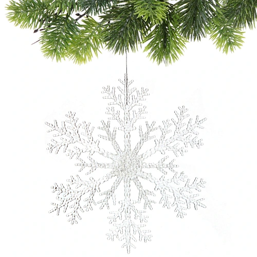Подвеска новогодняя Сияющая снежинка 32 см, Белый_7
