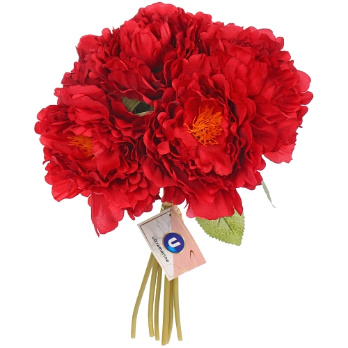 Искусственные цветы Пионы 28см букет 6 шт красные_4