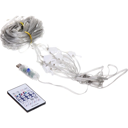 Гирлянда для дома ЗАНАВЕС  ш3м в3м 300 ламп LED, прозрачный провод, более 200 реж, IP-44 (управление с пульта ду и с телефона) Мультицвет_13