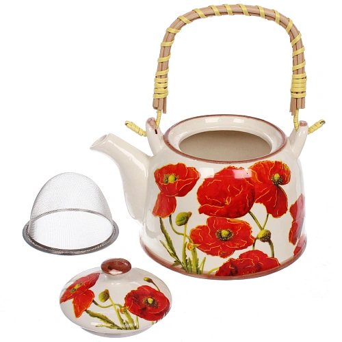 Чайник заварочный керамический 700мл с ситом Маки_5