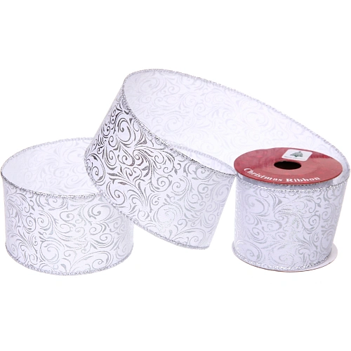 Лента для декорирования "Торжество" 6,3 см, 2,7 м, Серебро