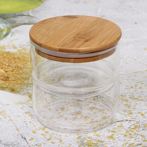 Банка для продуктов стеклянная Хай-Тек в наборе 2400мл с бамбуковой крышкой 116см_6
