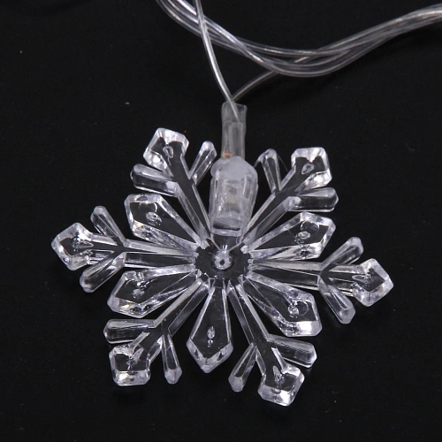 Гирлянда для дома 4,0 м 20 ламп LED с насадками СНЕЖИНКА РЕЗНАЯ, прозрачпров, 1 реж,IP-20 Теплый белый (возможность соединения)_5