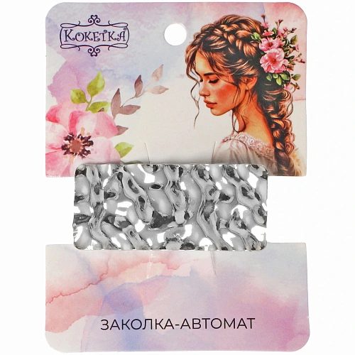 Зажим для волос AKS - DesignPRO, прямоугольник, цвет золото и хром, 4,52см_5