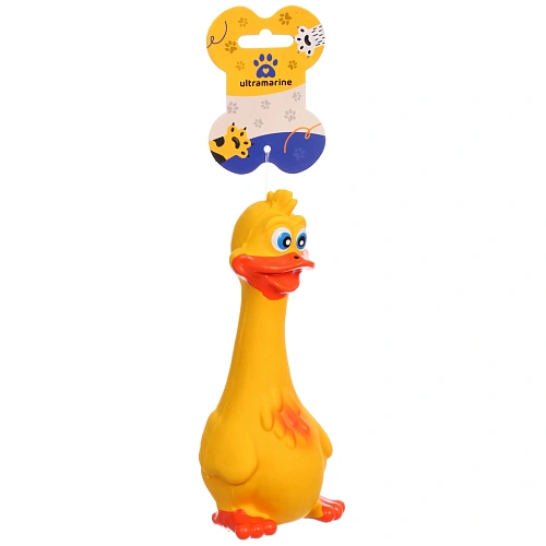 Игрушка резиновая для собак с пищалкой МОЙ БРО, глазастая утка, цвет желтый, 176,5см (лейбл)_5