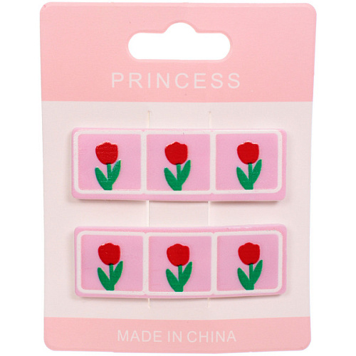 Зажимы для волос детские 2шт "КАРАМЕЛЬ", тюльпаны красные, 5.5*.1.7см