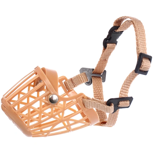 Намордник гуманный из гибкого пластика Мой Бро, цвет светло - бежевый, №2 (лейбл)_6