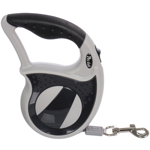 Поводок-рулетка для малых и средних пород МОЙ БРО, прорезиненная ручка, АВС пластик, антикоразийный карабин, цвет чёрный, 3м, нагрузка до 15кг _3