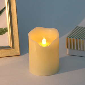 Сувенир с подсветкой "Свеча восковая - Ангел" 7,5*10 см - облита воском (работает от батареек 3 ААА)