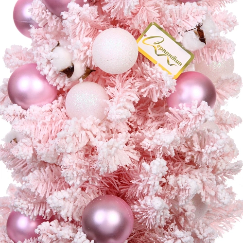 Елка декоративная Нежность 90 см, ПВХ с белым напылением (136 веток), Розовый_3
