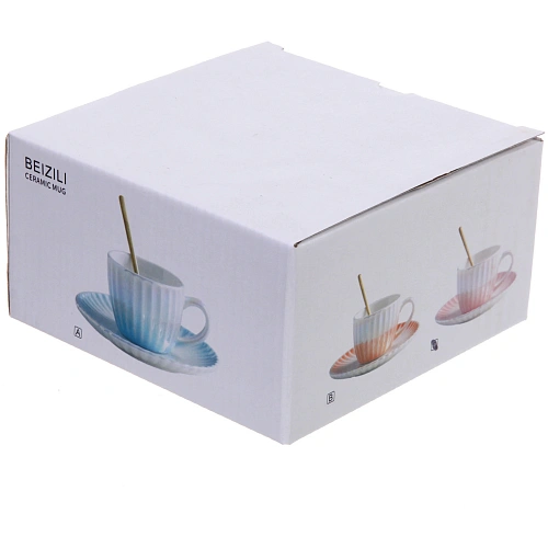 Чайная пара Жемчужный блеск (кружка 180мл, блюдце, ложка) салатовый_8