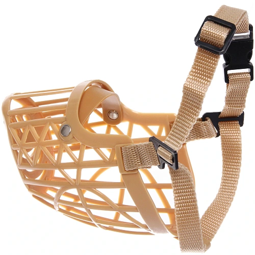 Намордник гуманный из гибкого пластика Мой Бро, цвет светло - бежевый, №5 (лейбл)_5