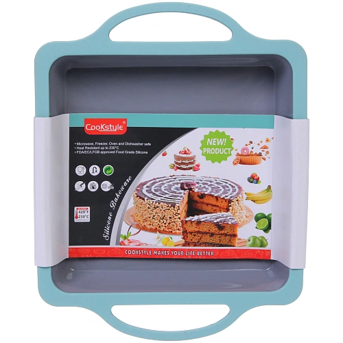 Форма силиконовая CooKstyle квадратная с ручками, 20294см, с металлической вставкой_7