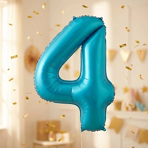 Шар фольгированный 32'/81см "Цифра "4" (голубой)