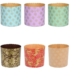 Набор бумажных форм для выпечки куличей "Пасхальный" 0,5л. d-9*9см, 3шт микс "Marmiton"