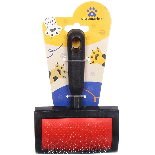 Расческа-пуходерка для кошек и собак "Пушок" 16см цвет черный на блистере