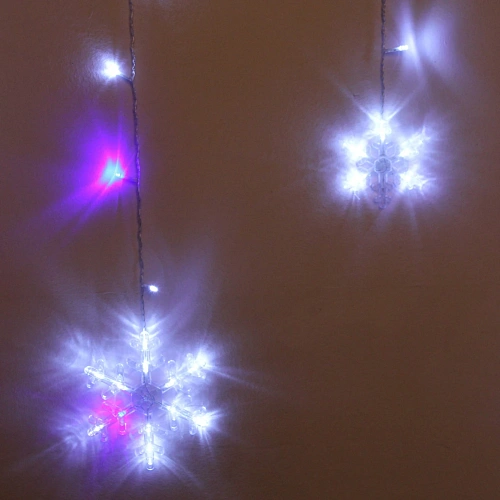 Гирлянда для дома БАХРОМА Снежинка ш2,5 м в0,60,9м 130 ламп LED, Белый, синий мерцает (возможность соединения)_7