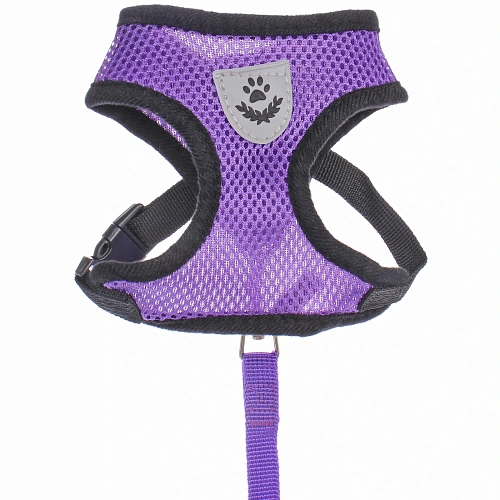 Шлейка с поводком 118см Sweet puppy размер S, цвет фиолетовый_4