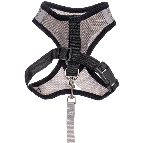 Шлейка с поводком 118см Sweet puppy размер M, цвет серый_5