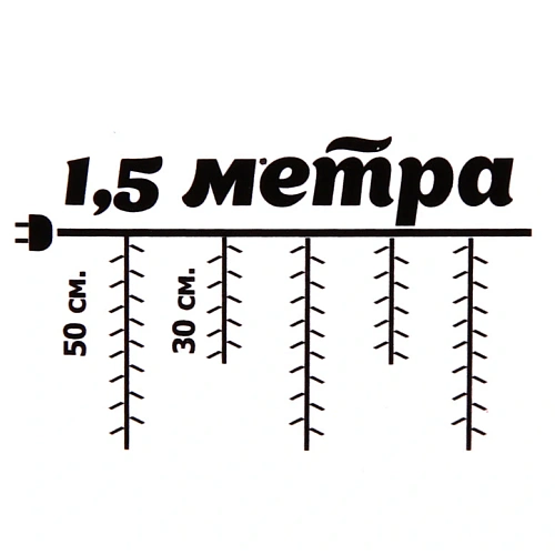 Гирлянда для дома БАХРОМА Мерцание ш1,5м в3050 см 48 ламп LED, прозрачнпров, авторежим, IP-20, Теплый белыйБелое мерцание_4